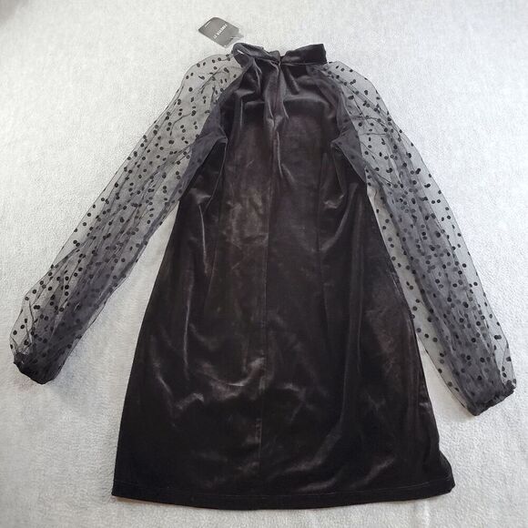 FOREVER 21 Dress Womens Medium Black Party/Cocktail Velvet Long Sleeve Mock Neck - Picture 10 of 11